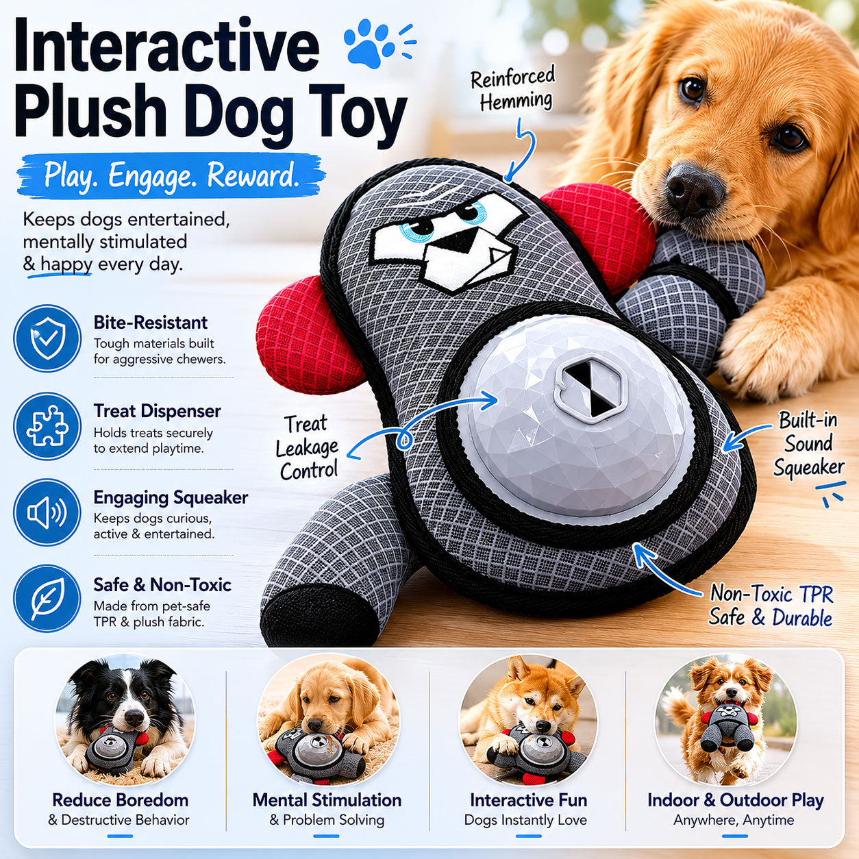 Bite Resistant Gorilla Toy with Fun Crinkle Sounds
