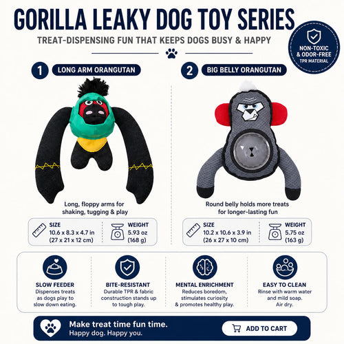 Bite Resistant Gorilla Toy with Fun Crinkle Sounds