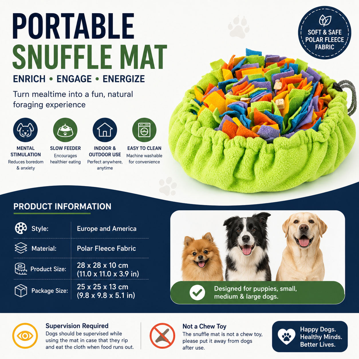 Portable Snuffle Mat for Indoor and Outdoor Use