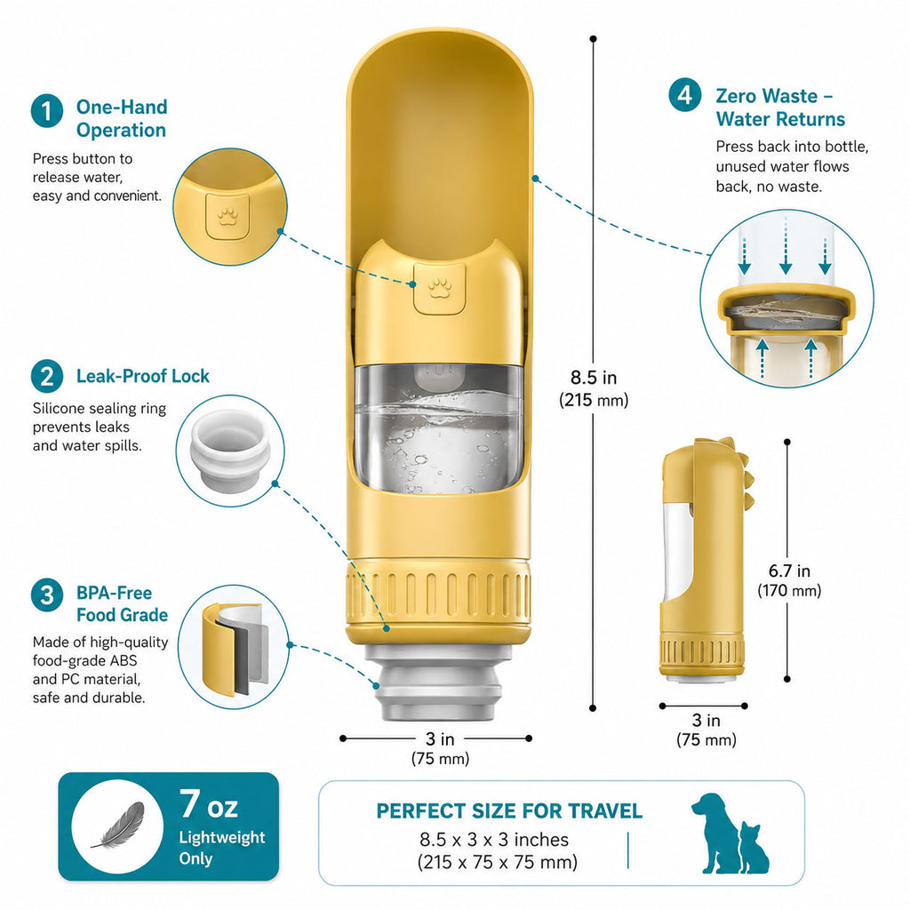 Convenient Dog Water Bottle for Hiking and Road Trips